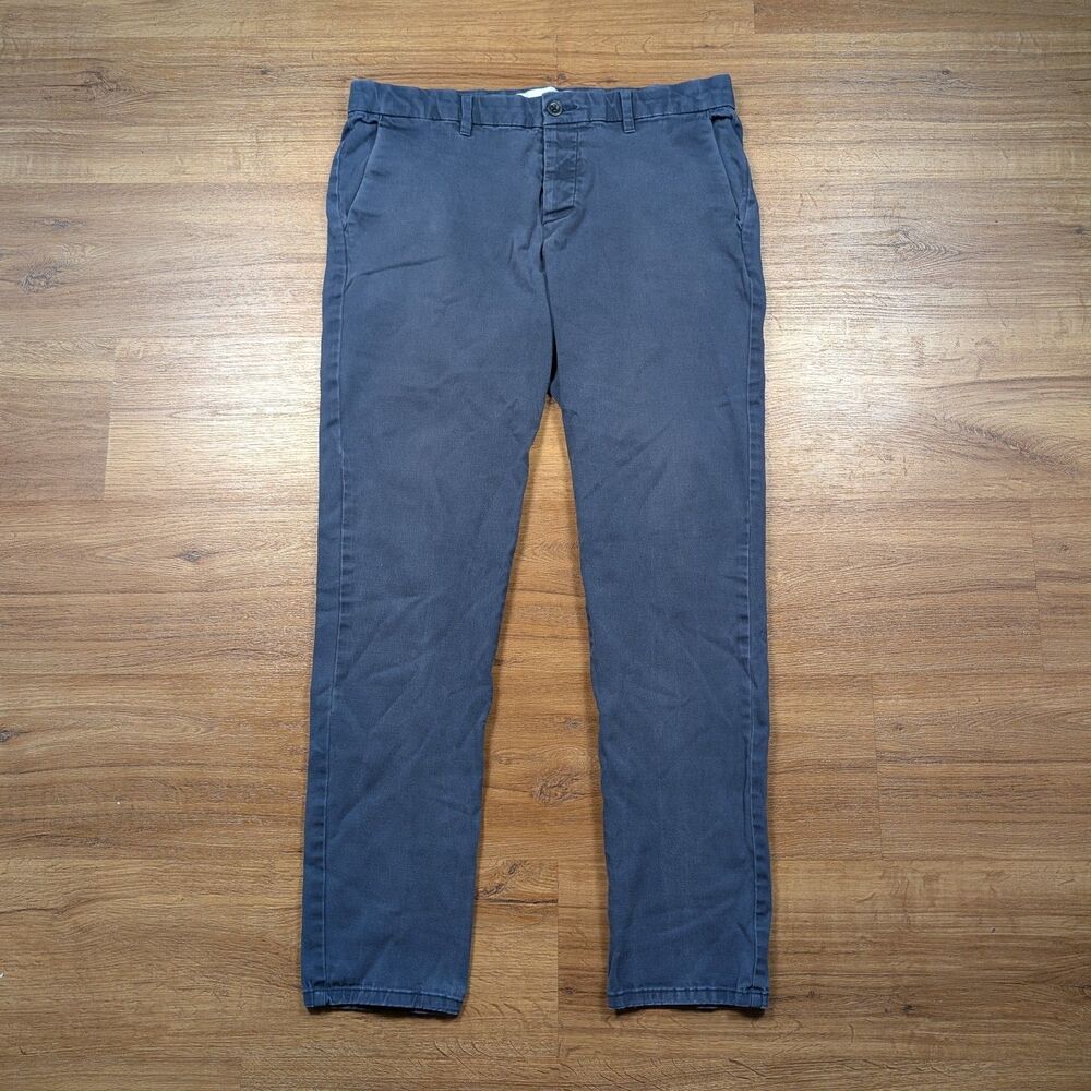 Topman Stretch Skinny Chino Pants Mens 36x32(30) Blue Slim Fit Button Fly